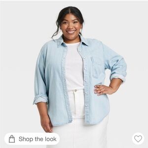Women's Relaxed Fit Denim Button-Down Shirt - Universal Thread™ Light Wash XXL